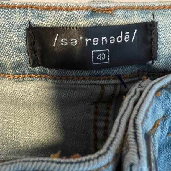 Serenede Skinny Distressed Jeans Black Red Stripe - Picture 4 of 5